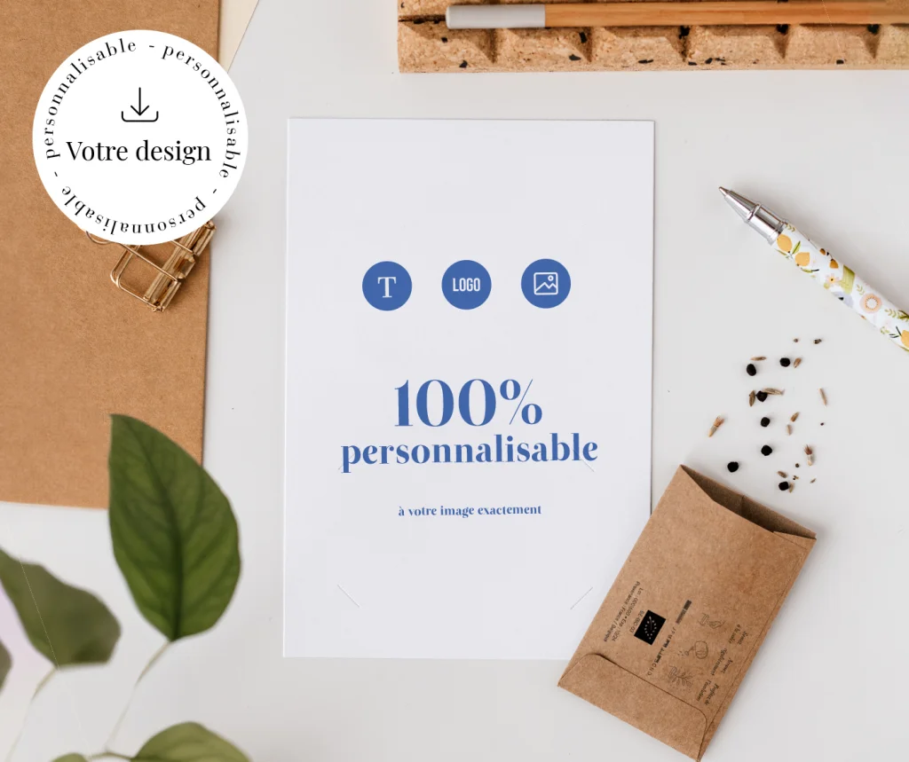 Cartes avec sachet de graines sur mesure