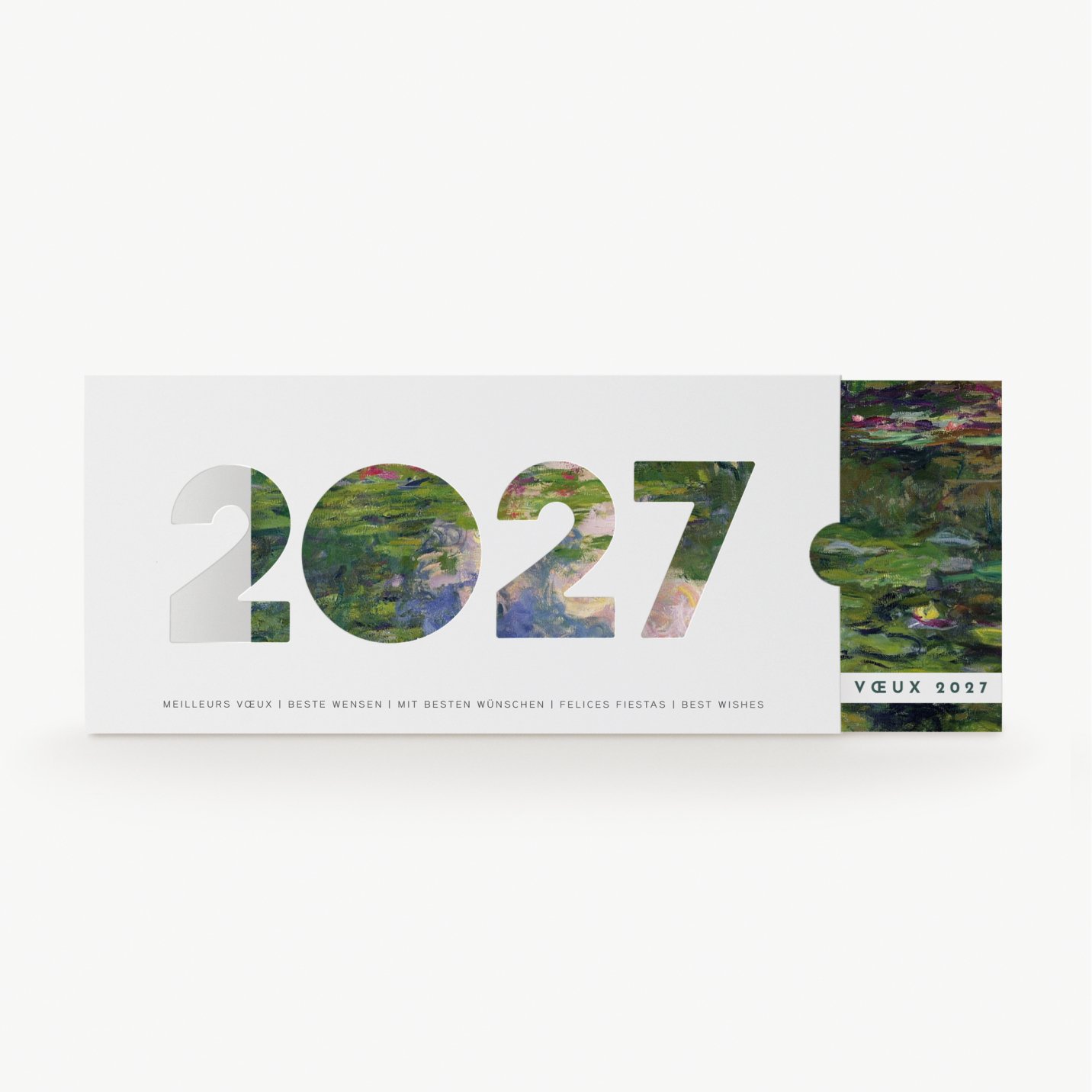 Carte de vœux artistique avec détail du Bassin aux nymphéas de Monet